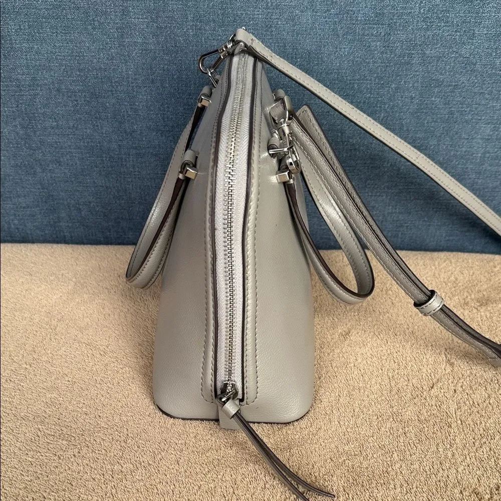 Kate Spade Gray Leather Dome Satchel Crossbody Bag